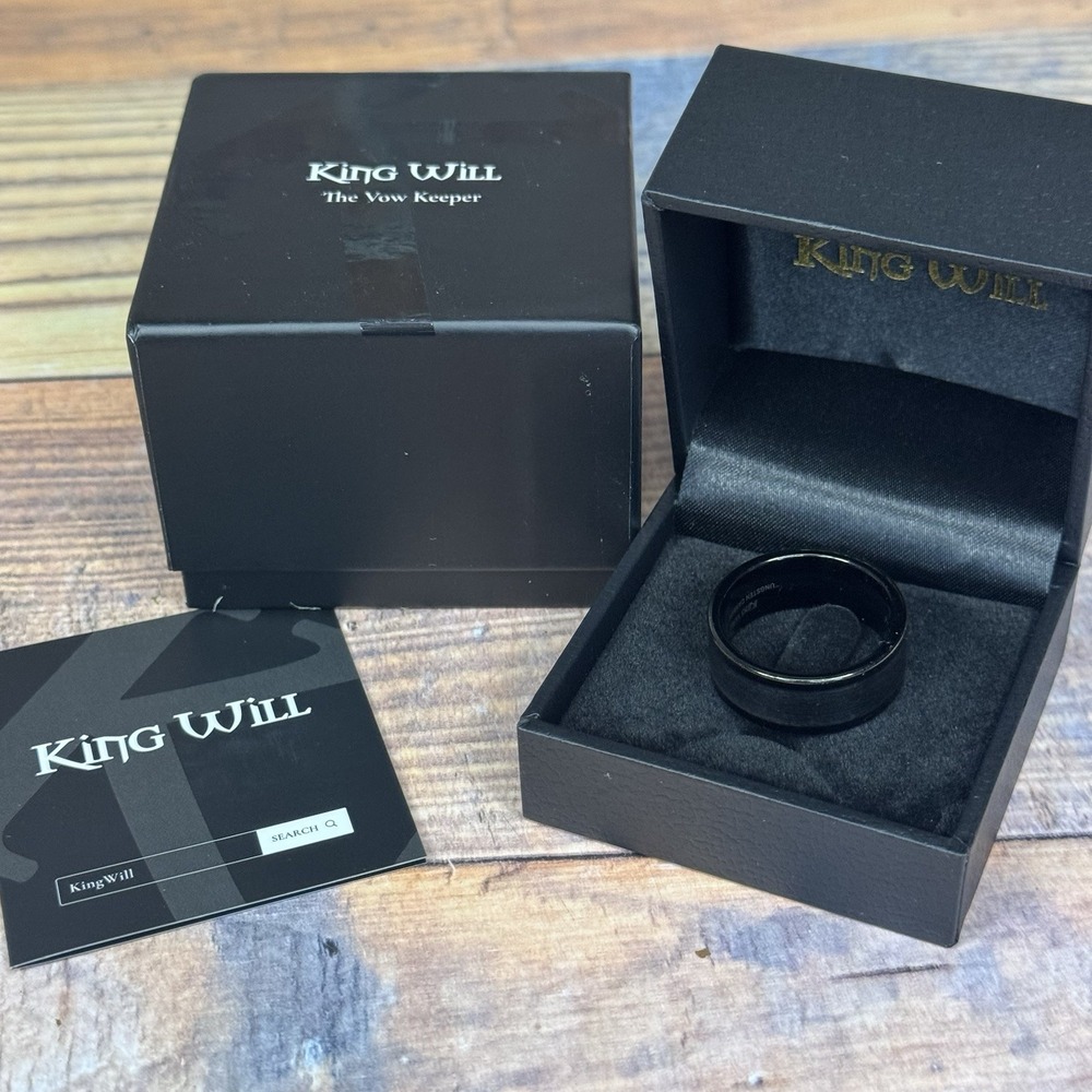 King Will Black Tungsten Carbide Wedding Band 10mm Ring for Men Sz 11.5 w Box